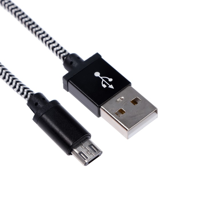 Кабель OXION DCC078, microUSB - USB, зарядка + передача данных, 1 м, оплетка, серебристый