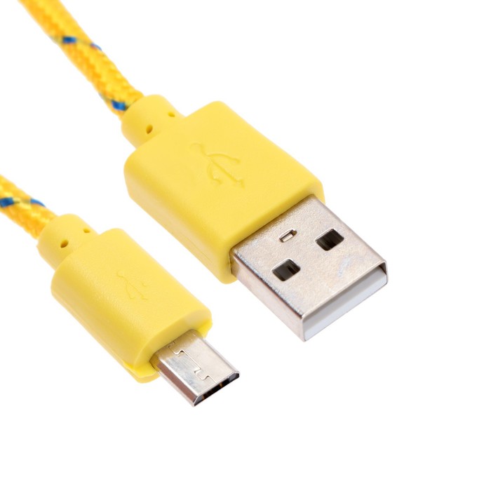 Кабель OXION DCC288, microUSB - USB, зарядка + передача данных, 1 м, оплетка, желтый кабель oxion dcc288 microusb usb зарядка передача данных 1 м оплетка фиолетовый