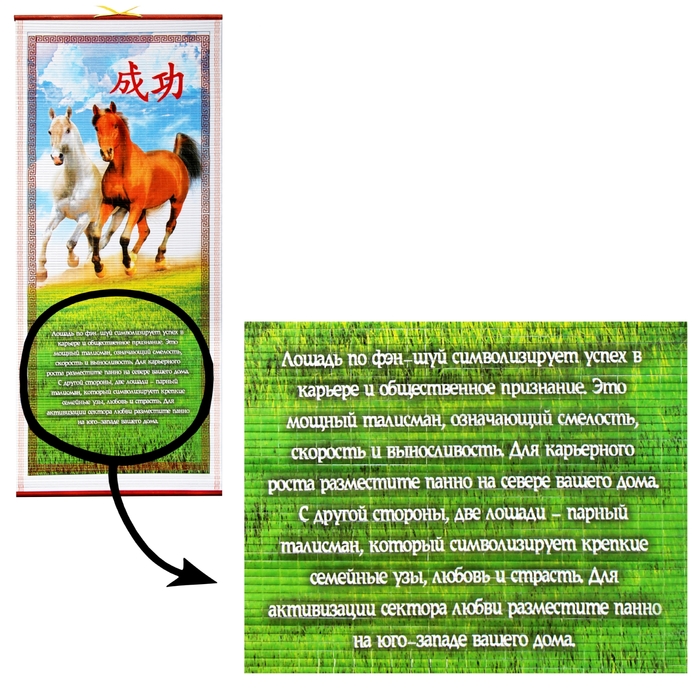Панно Фэн-шуй "Лошадь", успех в карьере 32х77 см