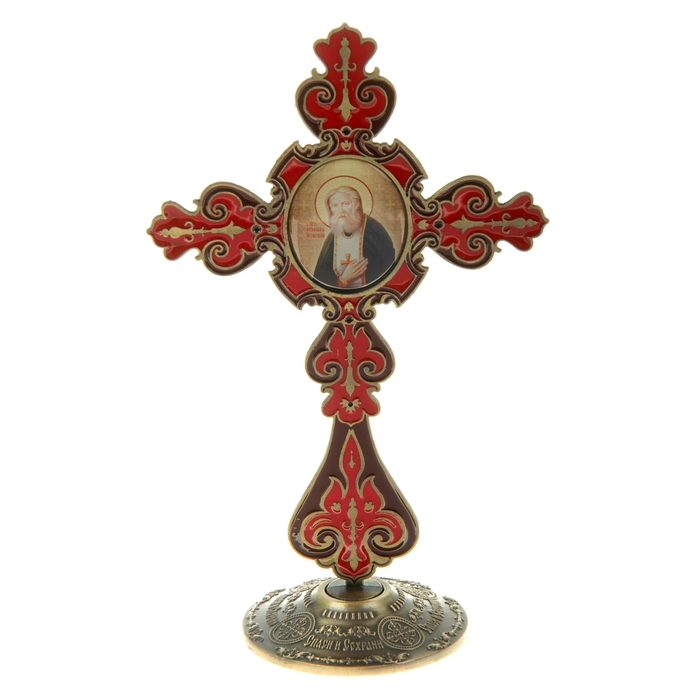 Крест на подставке с иконой "Преподобный Серафим Саровский"