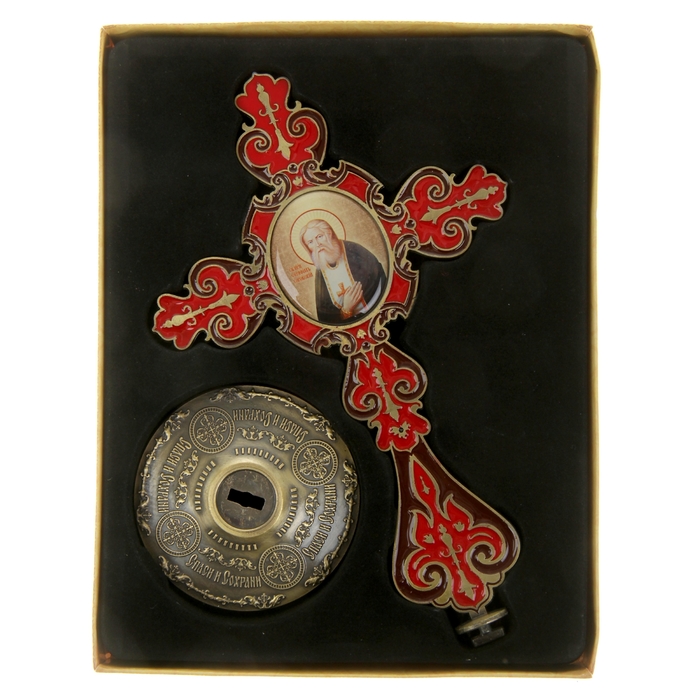 Крест на подставке с иконой "Преподобный Серафим Саровский"