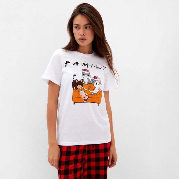 

Пижама новогодняя женская KAFTAN "Family", цвет белый/красный, размер 52-54