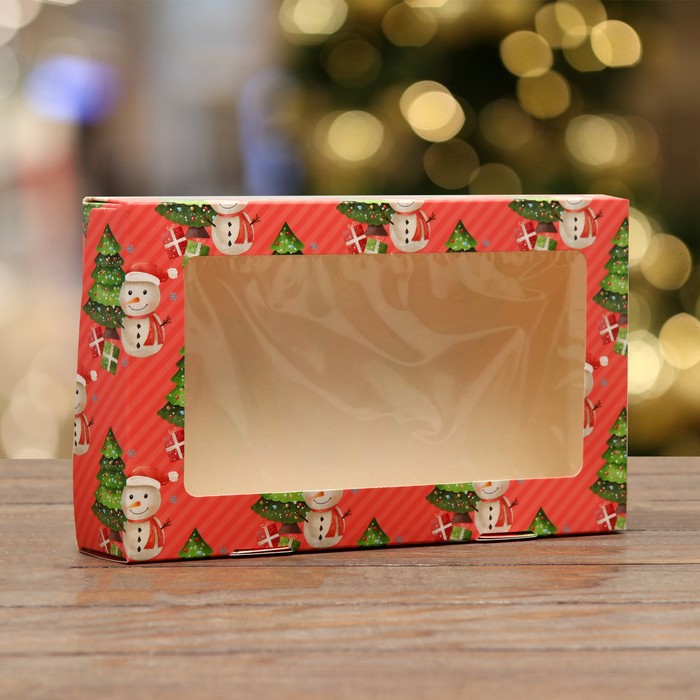 Коробка складная Снеговичок, розовая, 20 х 12 х 4 см коробка складная новогодние угощения 20 х 12 х 4 см