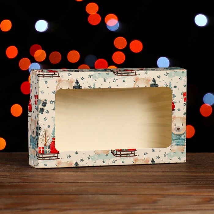 Коробка складная Мишки, белая, 20 х 12 х 4 см коробка складная новогодние угощения 20 х 12 х 4 см