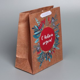 

Пакет крафтовый вертикальный «Счастья и здоровья», ML 23 × 27 × 11,5 см