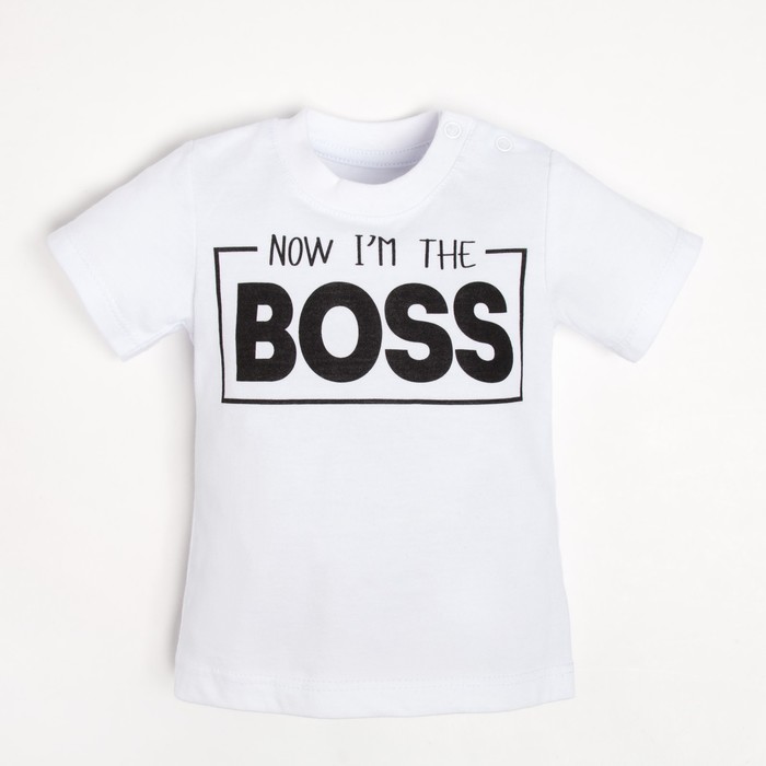 

Футболка детская Крошка Я "Little Boss", рост 74-80 см, цвет белый