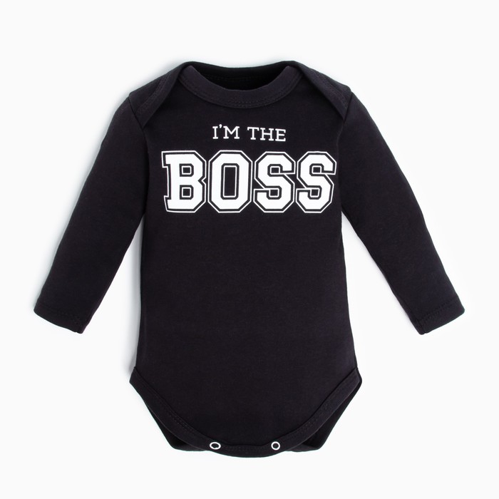 

Боди детское с длинным рукавом Крошка Я "Little Boss", рост 68-74 см, цвет чёрный
