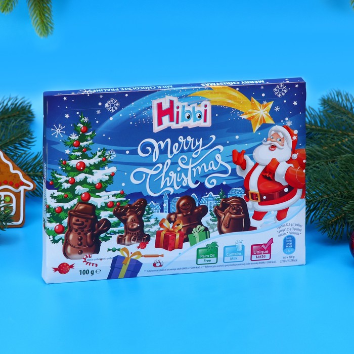 Шоколад молочный Hibbi Рождественские фигурки, 100 г