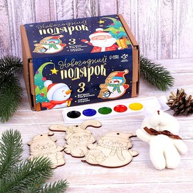 

Деревянные фигурки под раскраску с мягкой игрушкой «Весёлый снеговик»