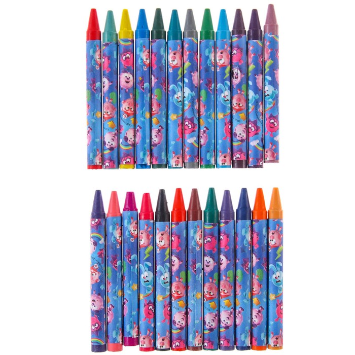 Восковые карандаши Смешарики, набор 24 цвета