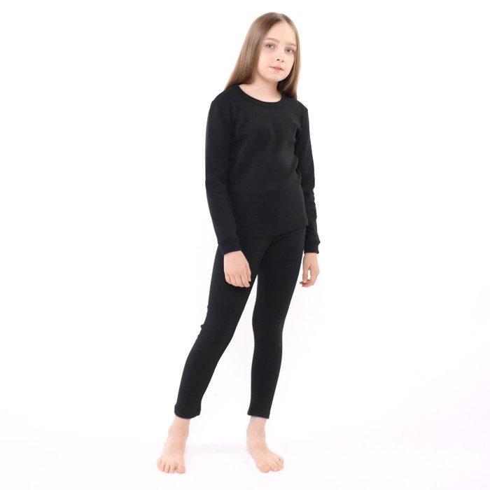 Термобельё для девочки (джемпер, брюки), цвет чёрный, рост 92 см