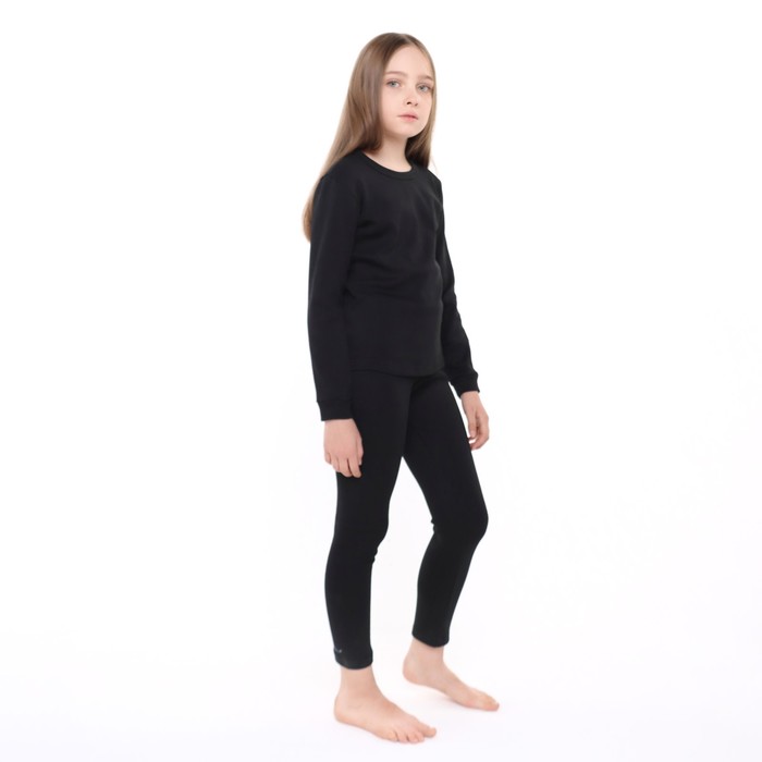 фото Термобельё для девочки (джемпер, брюки), цвет чёрный, рост 134 см юниор текстиль