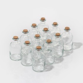 Набор стеклянных баночек для сыпучих продуктов с пробковой крышкой Доляна «Парфе», 125 мл, 5,8×10,4 см, 12 шт