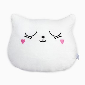Подушка декоративная Этель «Кошка», цвет белый, 48х38см, велюр, 100% полиэстер