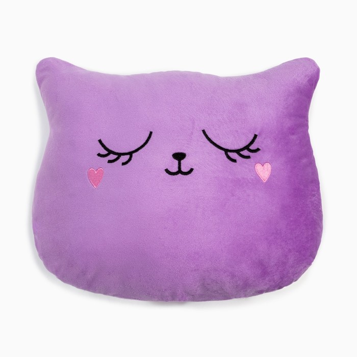 Подушка декоративная Этель «Кошка», цвет фиолетовый, 48х38см, велюр, 100% полиэстер