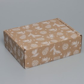 Коробка сборная «Шишки», бурый, 27 х 21 х 9 см, Новый год