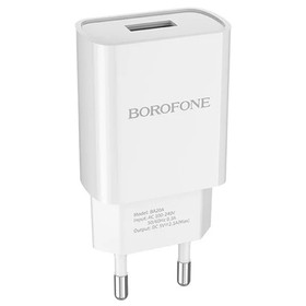 Сетевое зарядное устройство Borofone BA20A, 1 USB, 2.1 А, белое