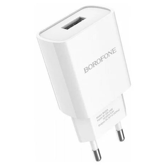 

Сетевое зарядное устройство Borofone BA20A, 1 USB, 2.1 А, белое