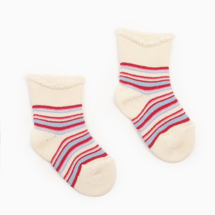Носки детские махровые, цвет молочный, размер 6