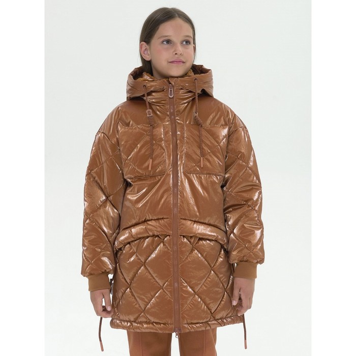 Куртка для девочек, рост 158 см, цвет охра