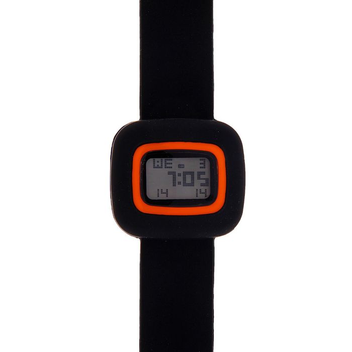 Часы наручные женские на силиконовом браслете, прямоуголый дисплей, чёрные