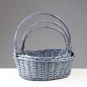 

Набор плетеных корзин, ива 44x36x15/40; 36x32x14/35; 32x27x12/30, 3шт, серый