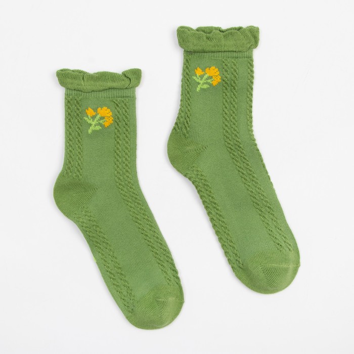 Носки детские MINAKU Цветочек цв.зеленый, р-р 14-16 см