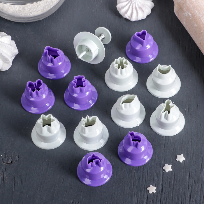 Набор плунжеров кондитерских для марципана и теста 12 шт 6х4 см