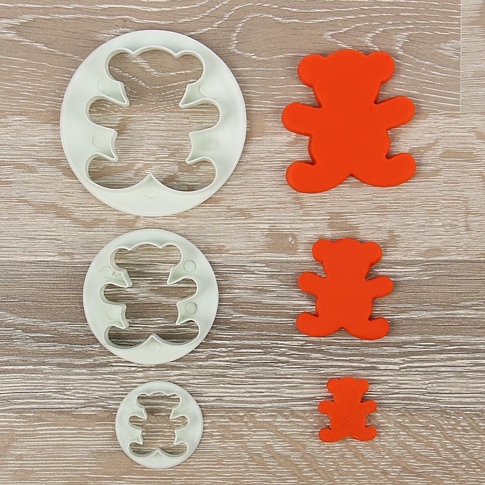 Набор выемок кондитерских для марципана и теста "Мишка", 3 шт.