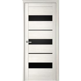 

Дверное полотно Прага, белый кипарис, стекло черное, 2000х600
