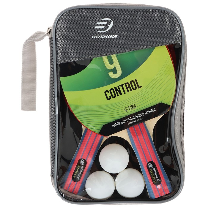 Набор для настольного тенниса BOSHIKA Control 9: 2 ракетки, 3 мяча, губка 1.8 мм, коническая ручка набор для настольного тенниса double fish 2 ракетки 3 мяча