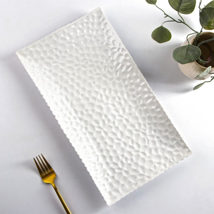 Блюдо керамическое сервировочное «Воздушность», 35,5×19,5 см, цвет белый воздушность