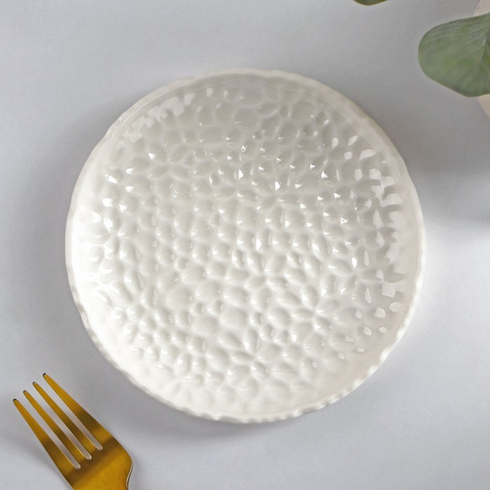 Тарелка керамическая пирожковая «Воздушность», d=15 см, цвет белый воздушность