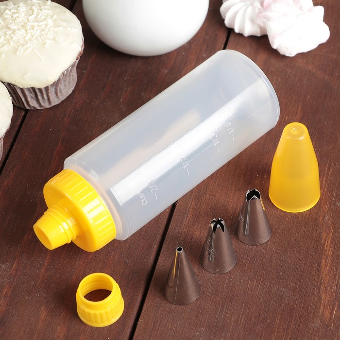 Шприц кондитерский 150 мл, 3 насадки