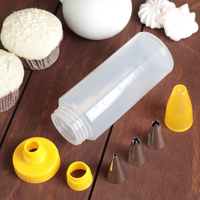 Шприц кондитерский 150 мл, 3 насадки