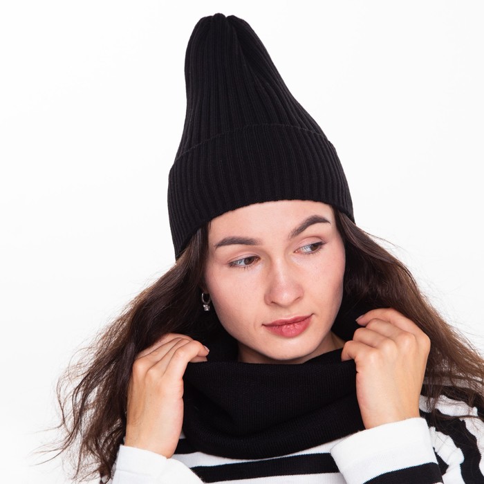 Комплект женский зимний (шапка/снуд), цвет чёрный, размер 56-58 зимний тактический комплект шапка подшлемник снуд бафф
