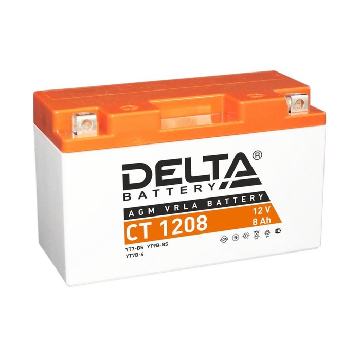 Аккумуляторная батарея Delta CT 1208, 8 Ач, 12 Вольт, П/П, стартерный ток 110 А