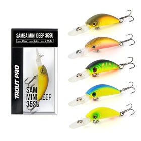 

Воблер TROUT PRO SAMBA MINI DEEP 35SU, 35 мм, 2.3 г, 0.3 м, цвет M06