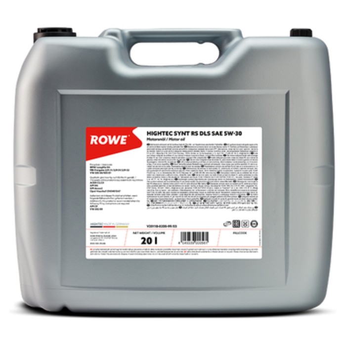 фото Масло моторное rowe 5/30 hightec synt rs dls acea c2,c3,api sn,gm dexos2,синтетическое,20 л 925992