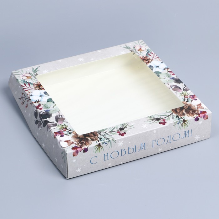 Коробка складная «Новогодний венок», 20 × 20 × 4 см коробка складная ретро почта 20 × 20 × 4 см