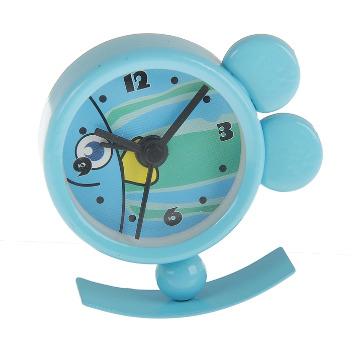 Будильник детский "Рыбка с хвостиком", голубой, d=4 см