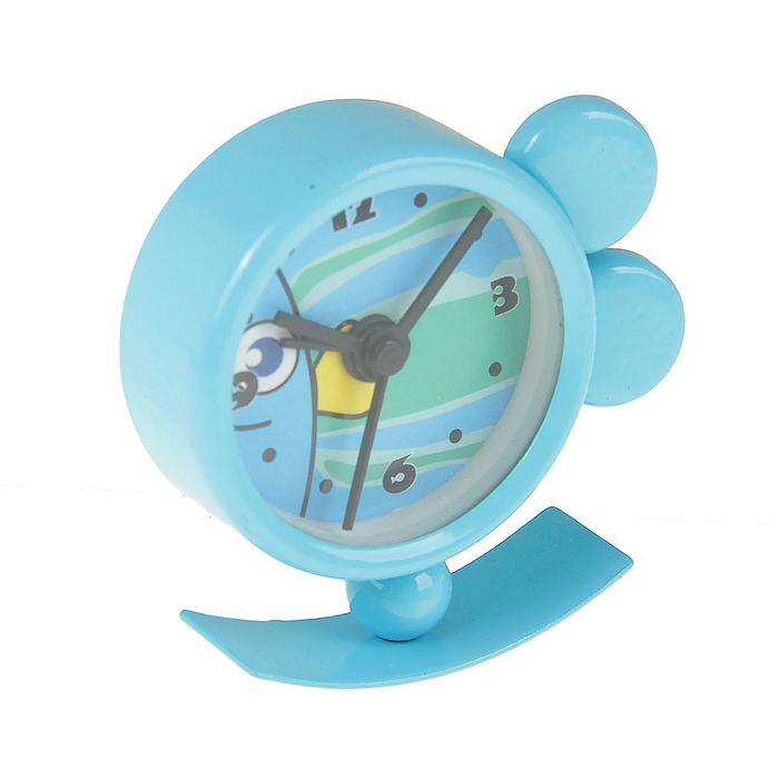 Будильник детский "Рыбка с хвостиком", голубой, d=4 см