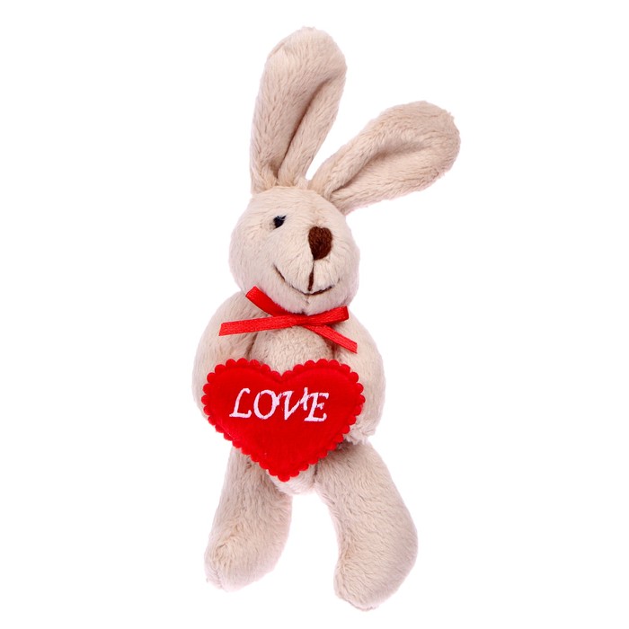 Мягкая игрушка «Кролик с сердцем», на брелоке, цвета МИКС пк кидс тойз дв мягкая игрушка бык с сердцем на подвесе цвета микс