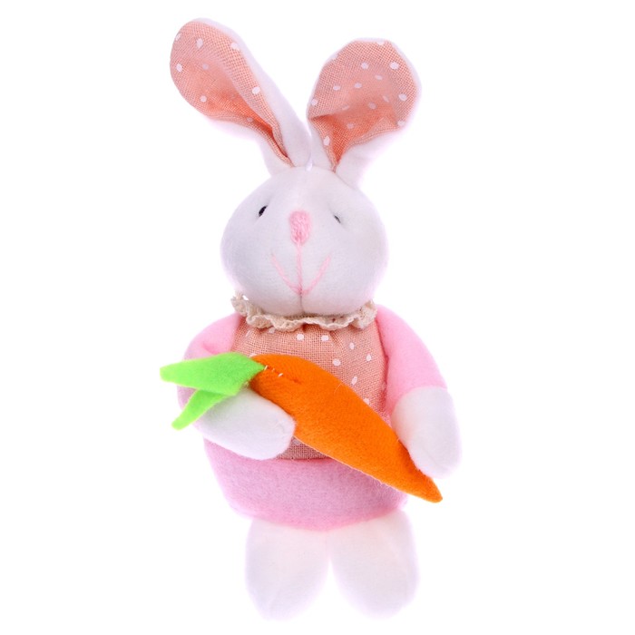 Мягкая игрушка «Кролик с морковкой», на подвеске, цвета МИКС подвески без бренда мягкая игрушка кролик на подвеске