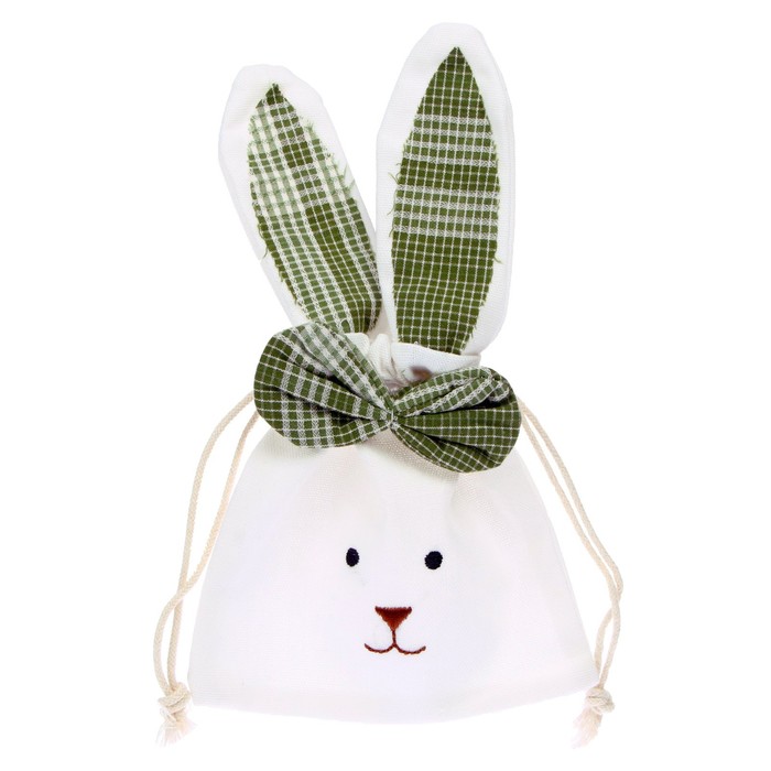 Мешок для подарков "Кролик с бантом" 23х13 см, цвет МИКС