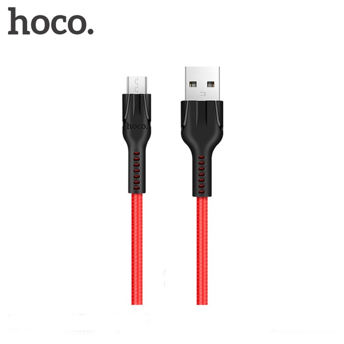 

Кабель Hoco U31, microUSB - USB, 2.4 А, 1 м, нейлоновая оплетка, красный