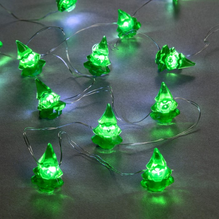 

Гирлянда «Нить» 2 м роса с насадками «Ёлочка», IP20, серебристая нить, 20 LED, свечение белое, 2 режима, ААх2