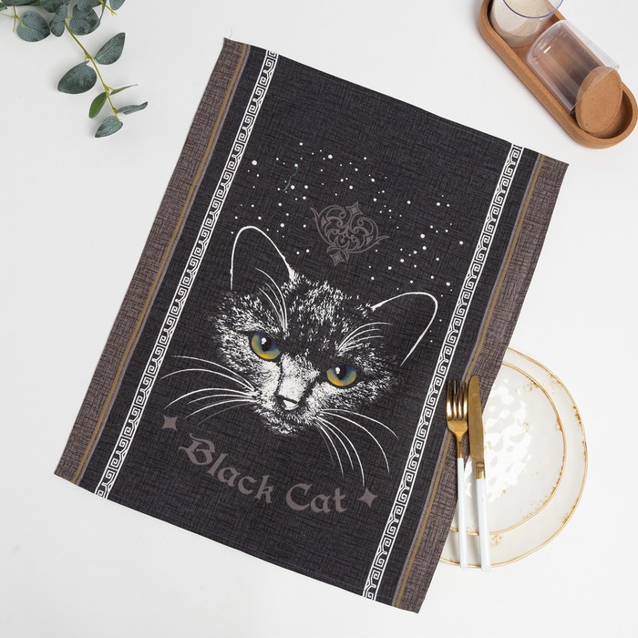 фото Полотенце рогожка «лунный кот» (в пакете) размер 45х60см, 170г/м² 100% хлопок domovita