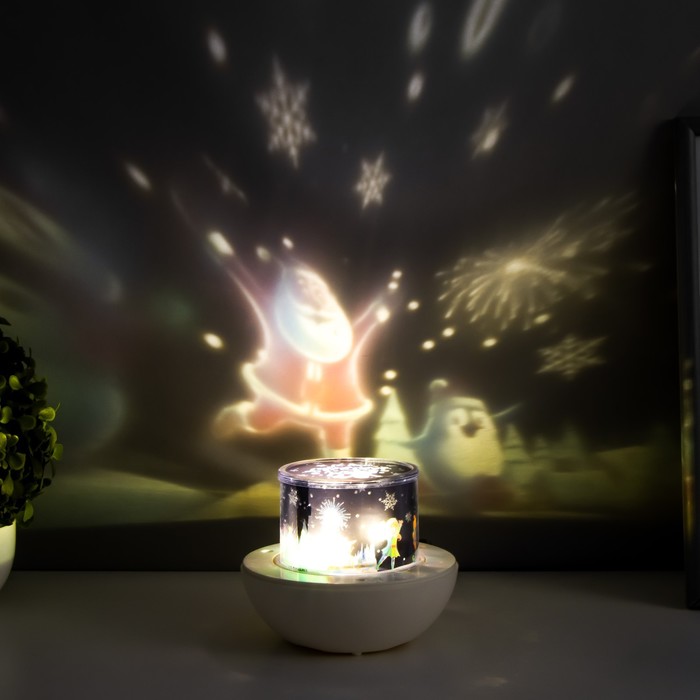 Ночник-проектор Галактика LED USB АКБ белый 13х13х15 см 7856859