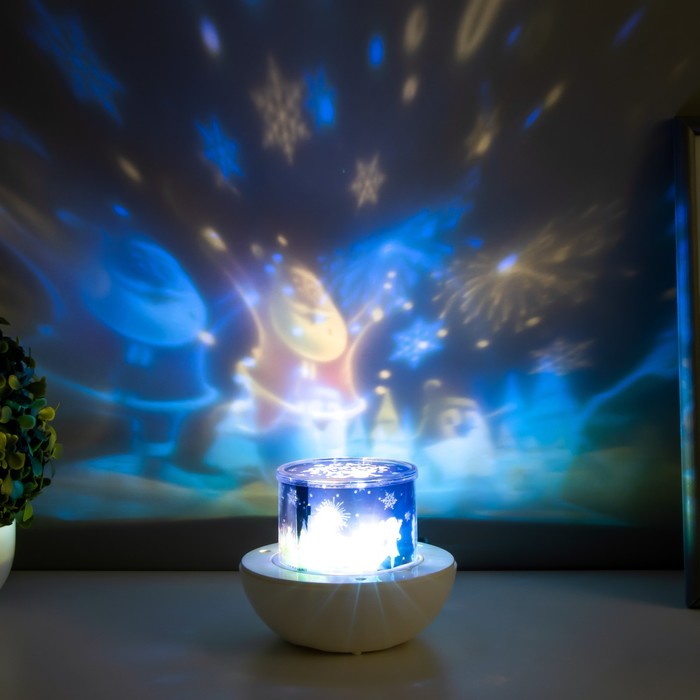 Ночник-проектор Галактика LED USB АКБ белый 13х13х15 см 7856859